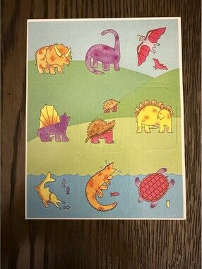 Vintage Eureka Paper Magic Comical Dinosaurs Sticker Sheet 1980s Retro Classroom